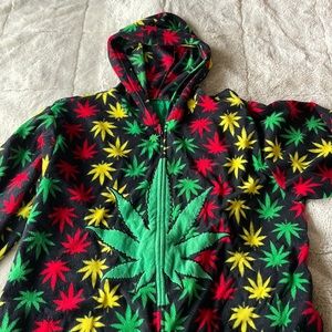 Amazing pot leaf fleece footie onesie!!!